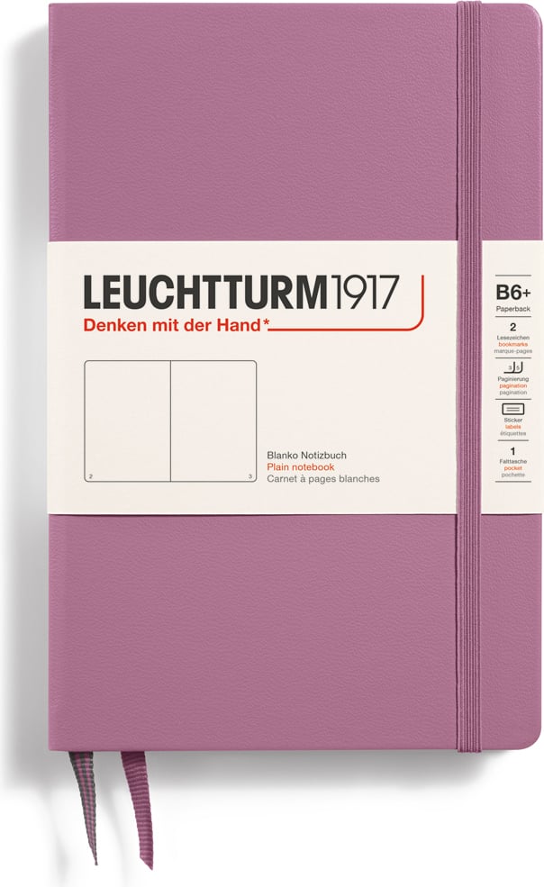 Notes gładki w twardej oprawie Leuchtturm 1917 B6+ 219 stron brudny róż 80 g/m²
