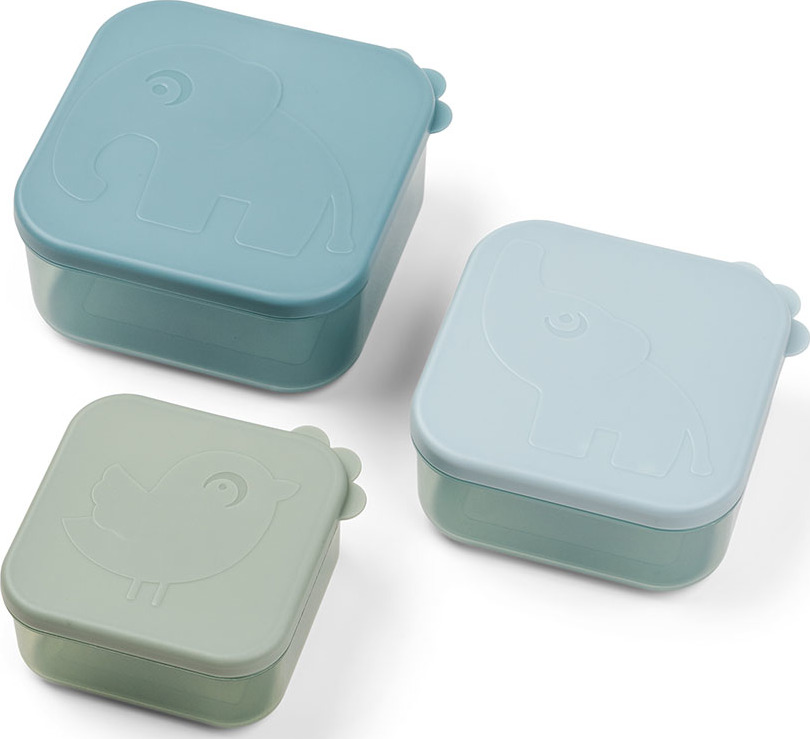 Pojemniki na przekąski Deer Friends Elphee & Birdee niebieskie 3 szt.