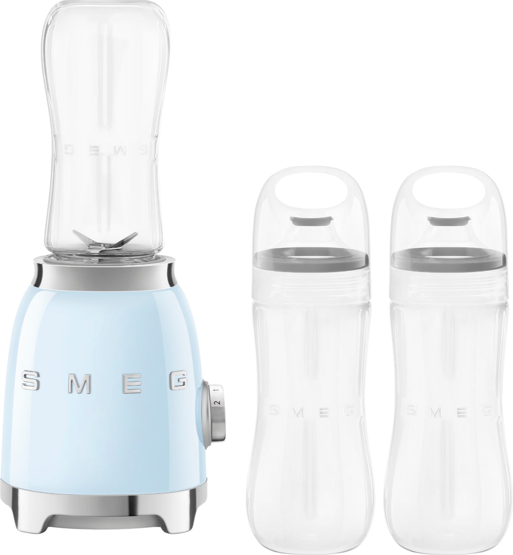 Blender Sport 50's Style pastelowy błękit z 2 butelkami