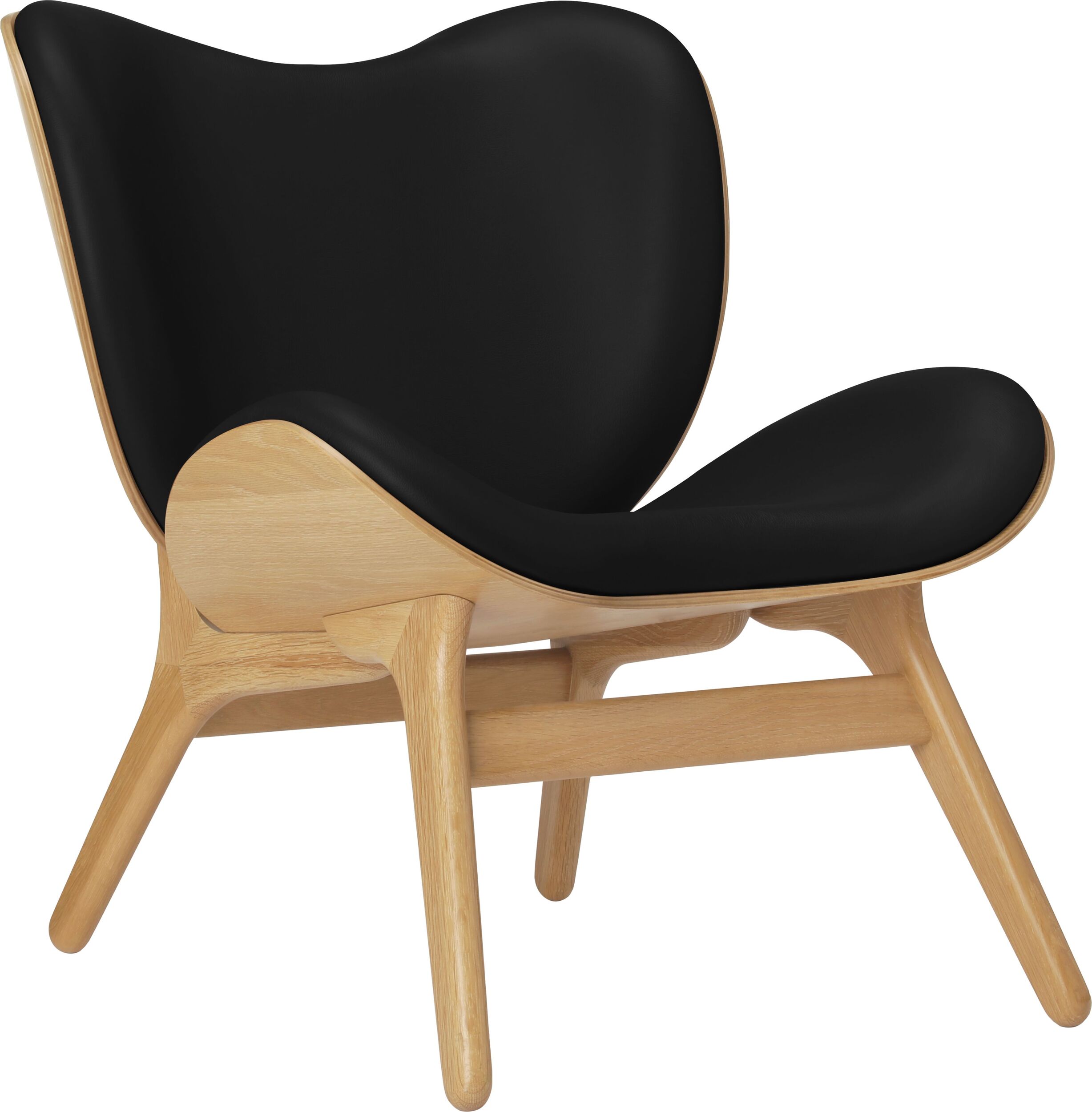 Fotel Conversation Piece Hope czarny skórzany na dębowych nogach