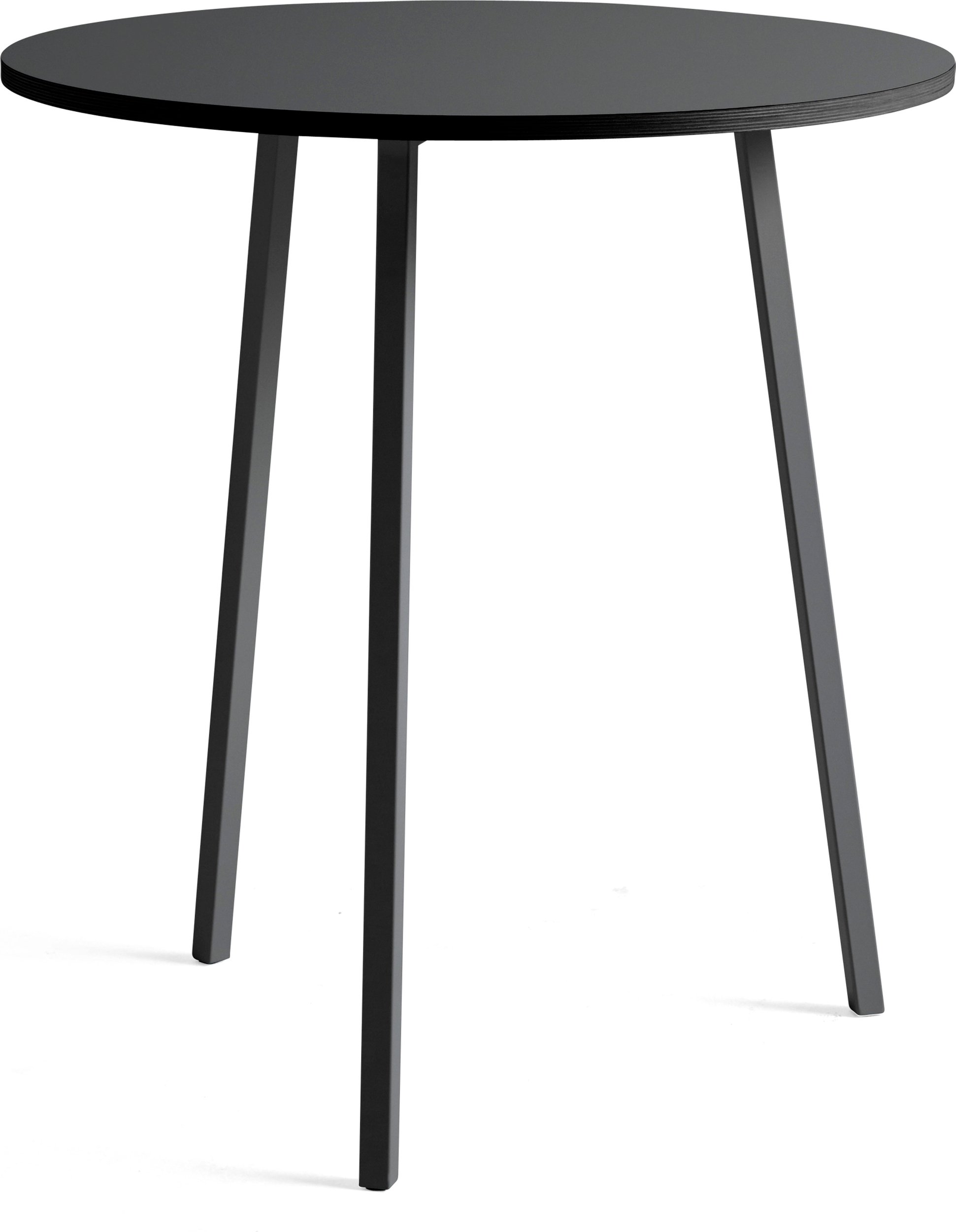 Stół Loop Stand okrągły 90 cm blat jesion z czarnym linoleum nogi czarne