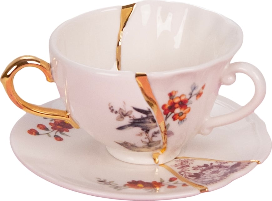 Filiżanka do herbaty Kintsugi 1 ze spodkiem