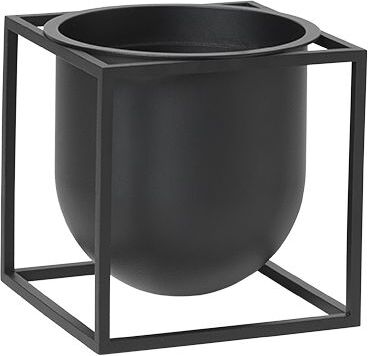 Osłonka na doniczkę Kubus 14 cm czarna na stojaku