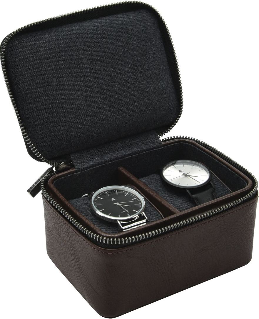 Pudełko na zegarki podróżne Stackers dwukomorowe brązowe