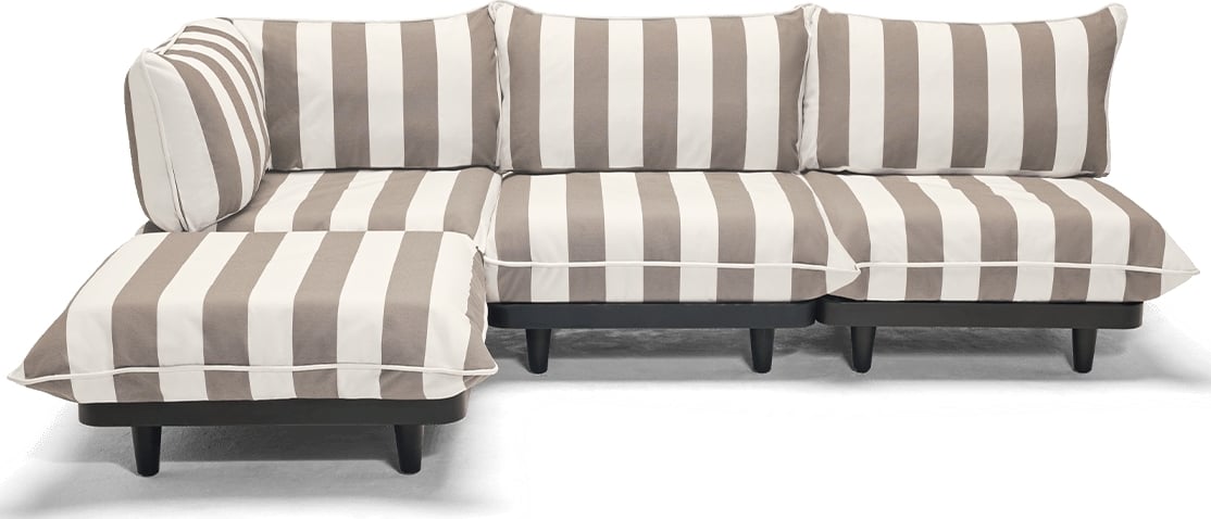 Narożnik lewostronny Paletti w paski brązowo-kremowy 4 el.