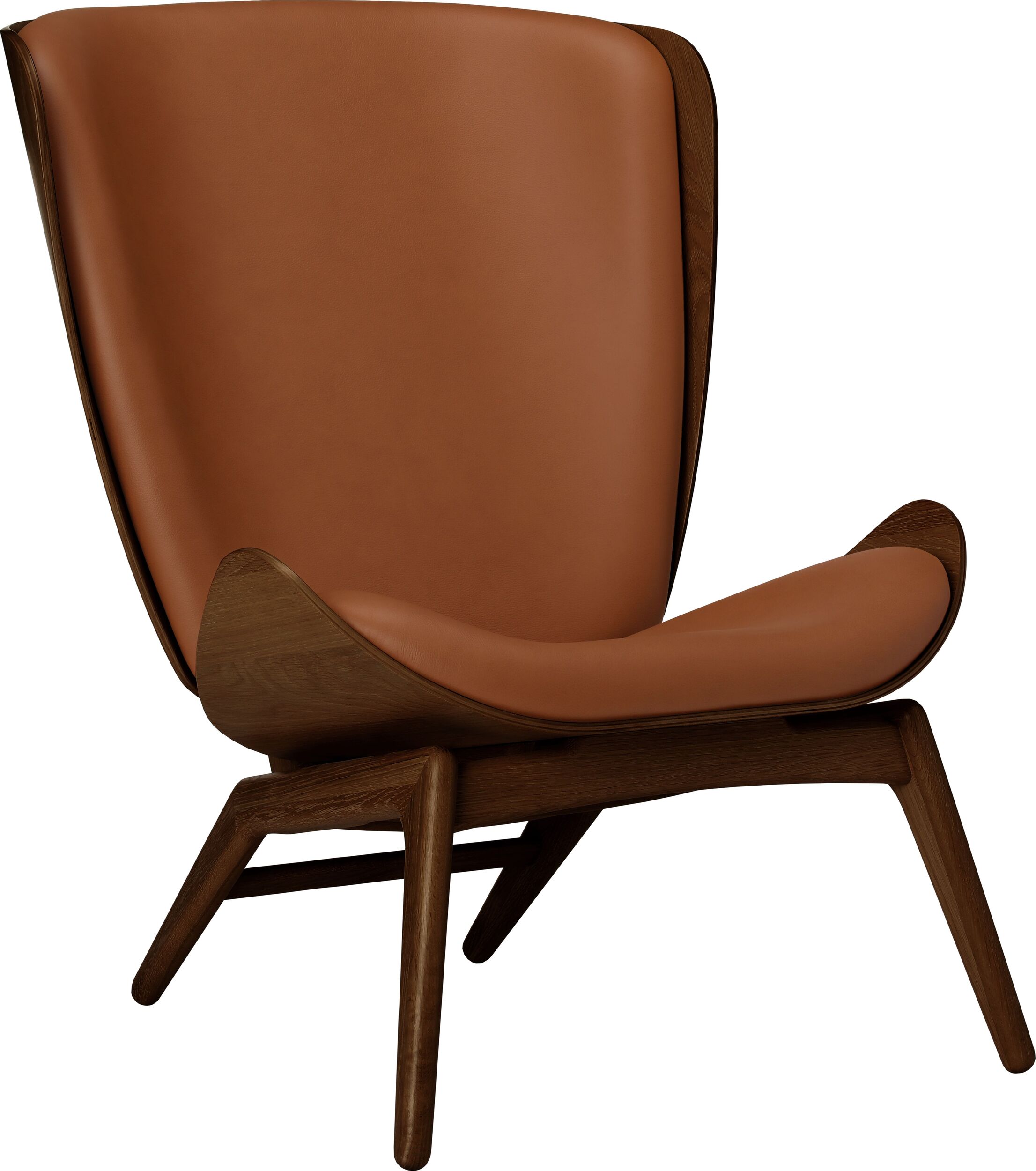 Fotel The Reader Hope koniakowy skórzany na ciemnych dębowych nogach