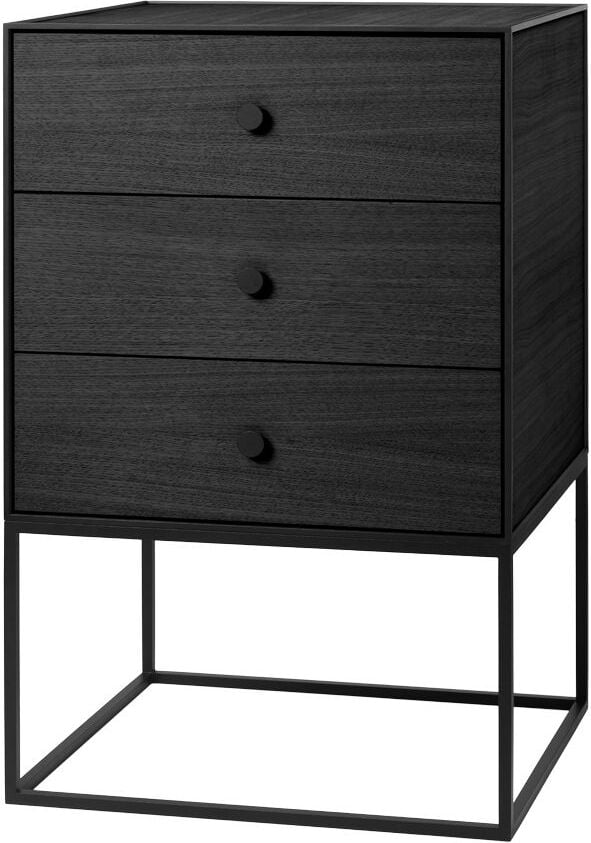 Szafka Frame 49 czarny jesion na stelażu z 3 szufladami