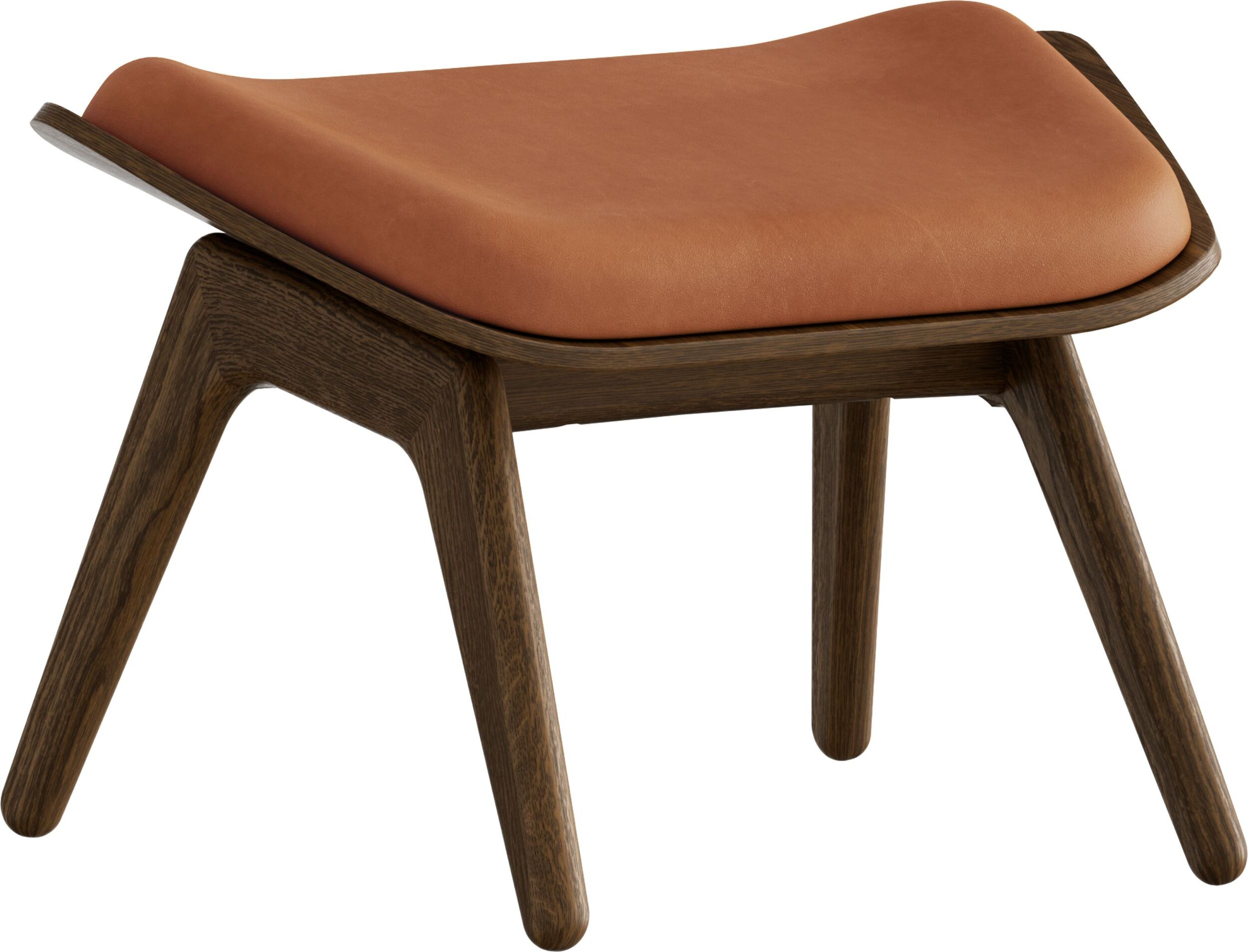 Podnóżek The Reader Dunes Rust skórzany na ciemnych dębowych nogach