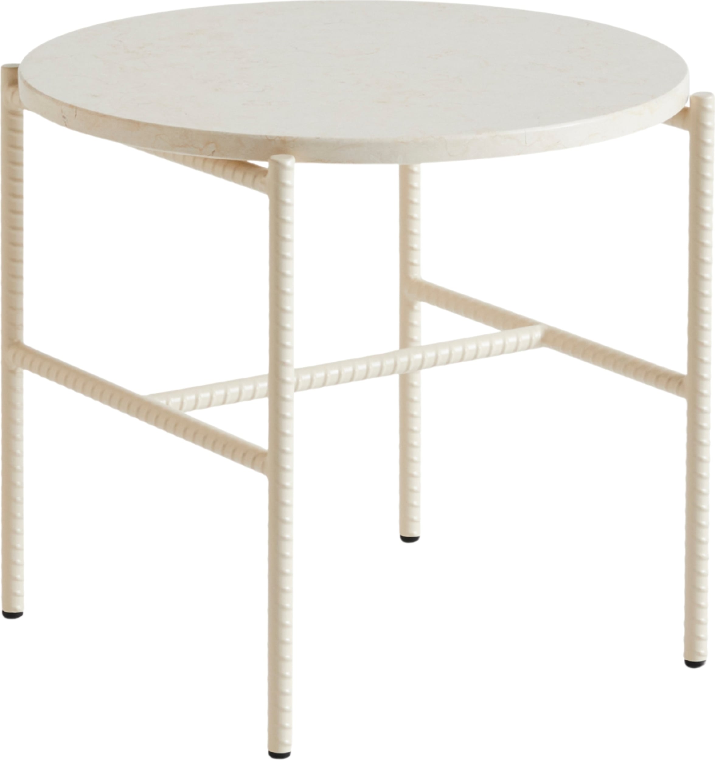 Stolik boczny Rebar okrągły 45 x 40,5 cm beżowy marmur