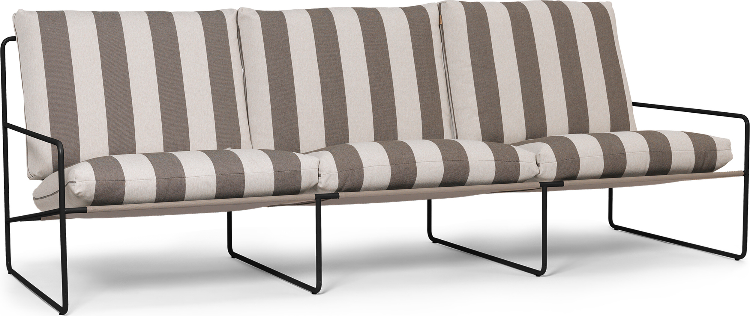 Sofa ogrodowa Desert Stripe potrójna z czarną ramą