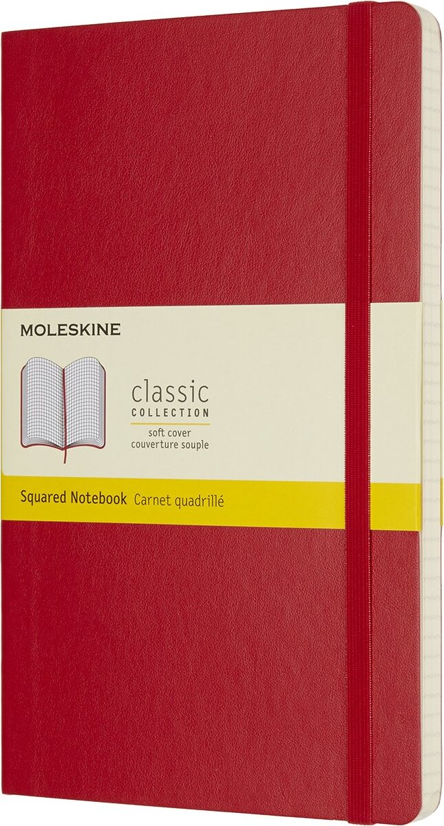 Notes w kratkę Moleskine L 192 strony czerwony miękka oprawa