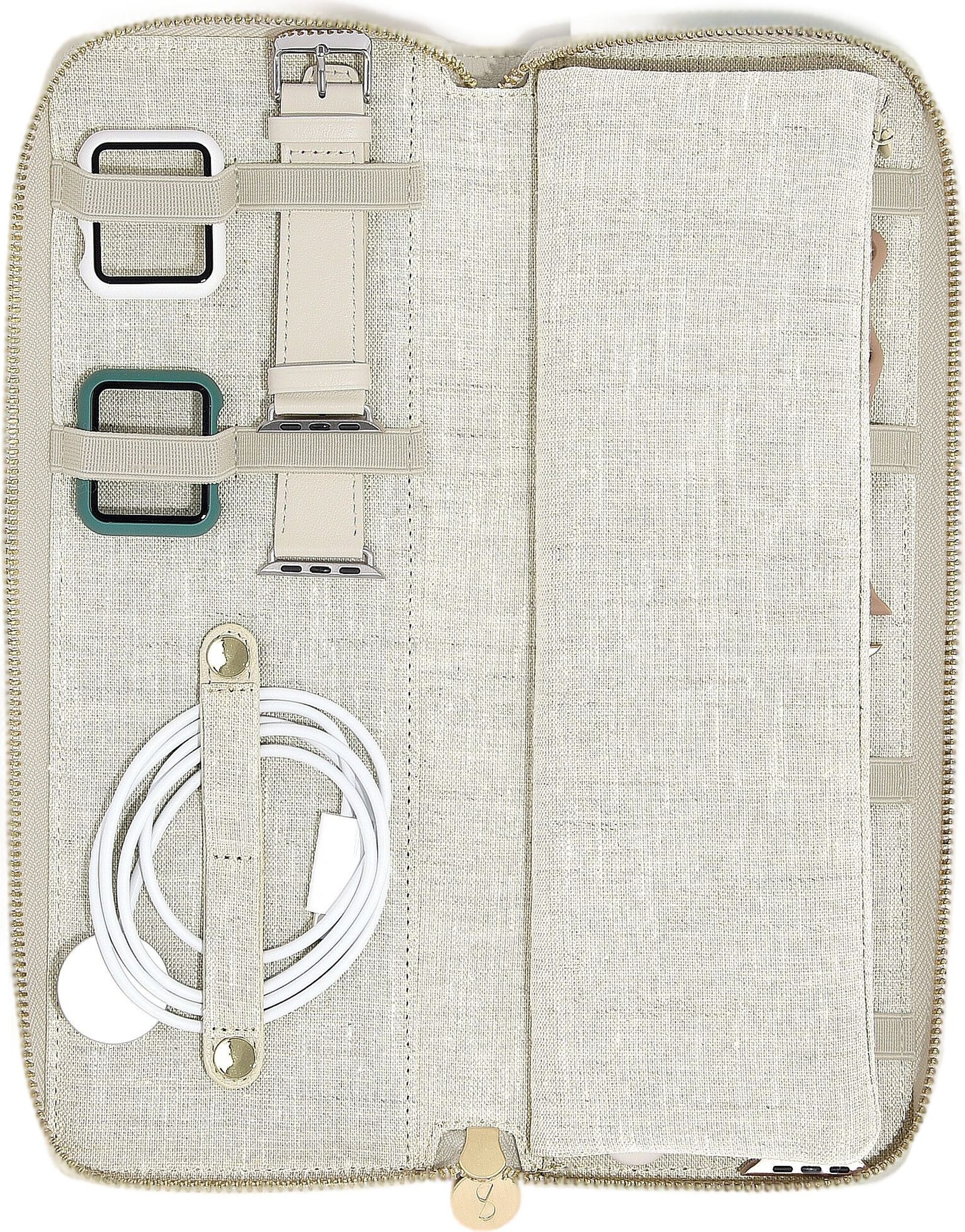 Etui na zegarki Stackers jasnobeżowe lniane