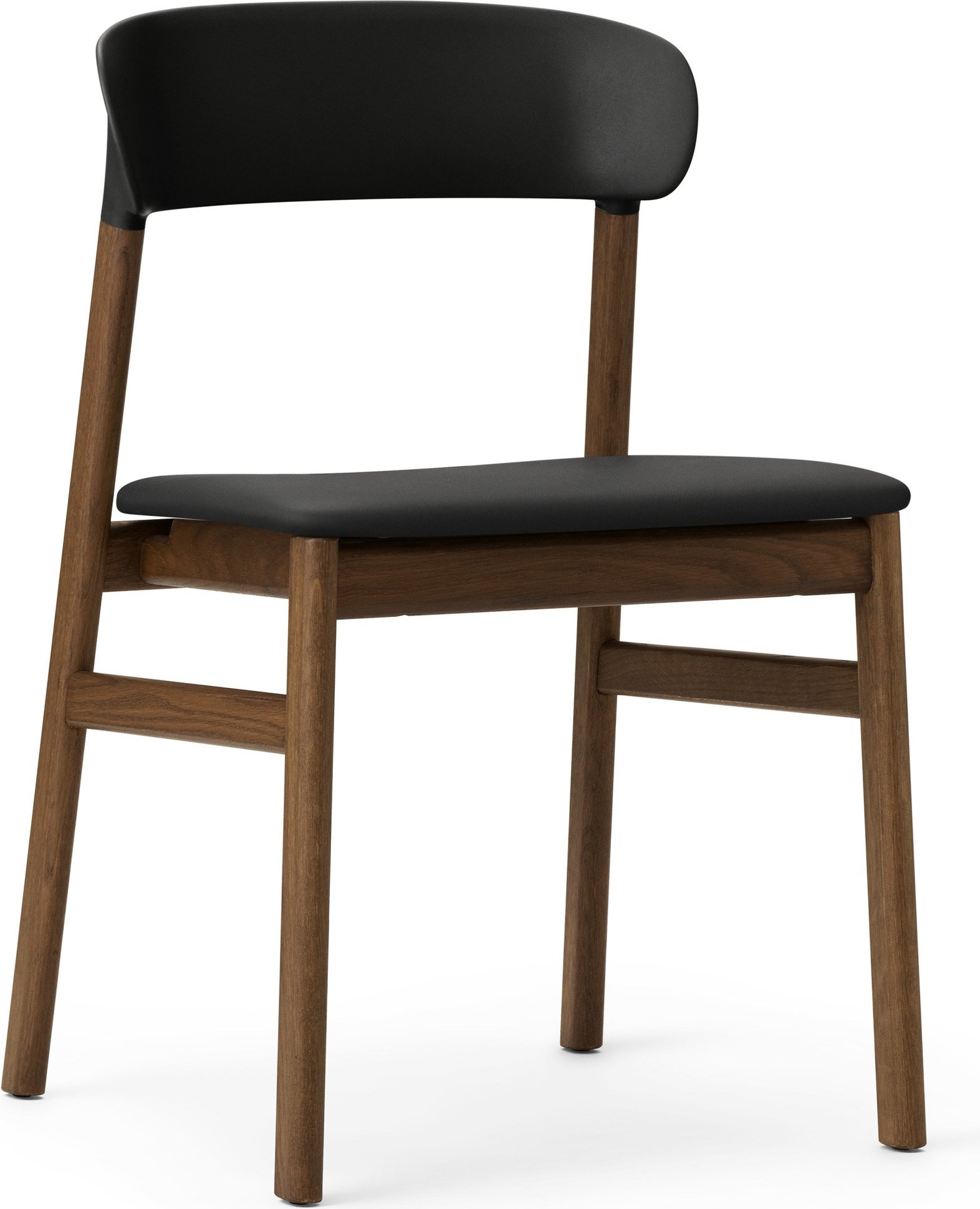 Krzesło Herit ciemny dąb siedzisko skórzane czarne