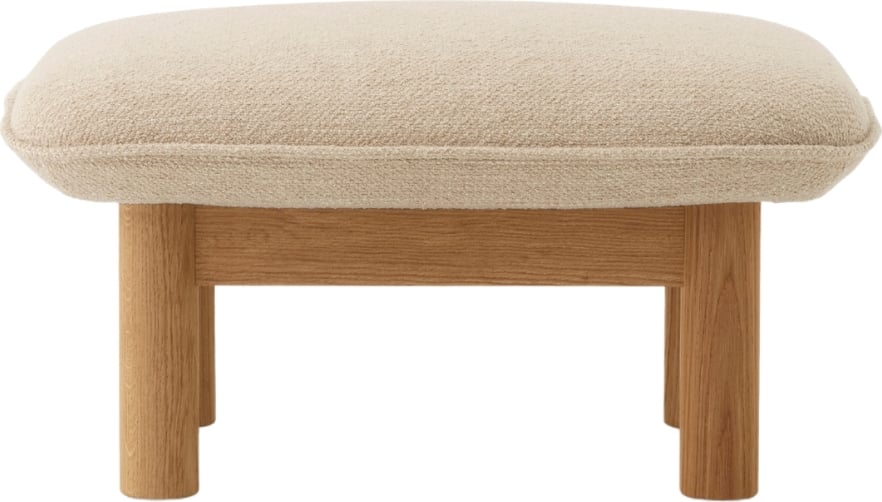 Podnóżek Brasilia Bouclé beżowy na dębowych nogach