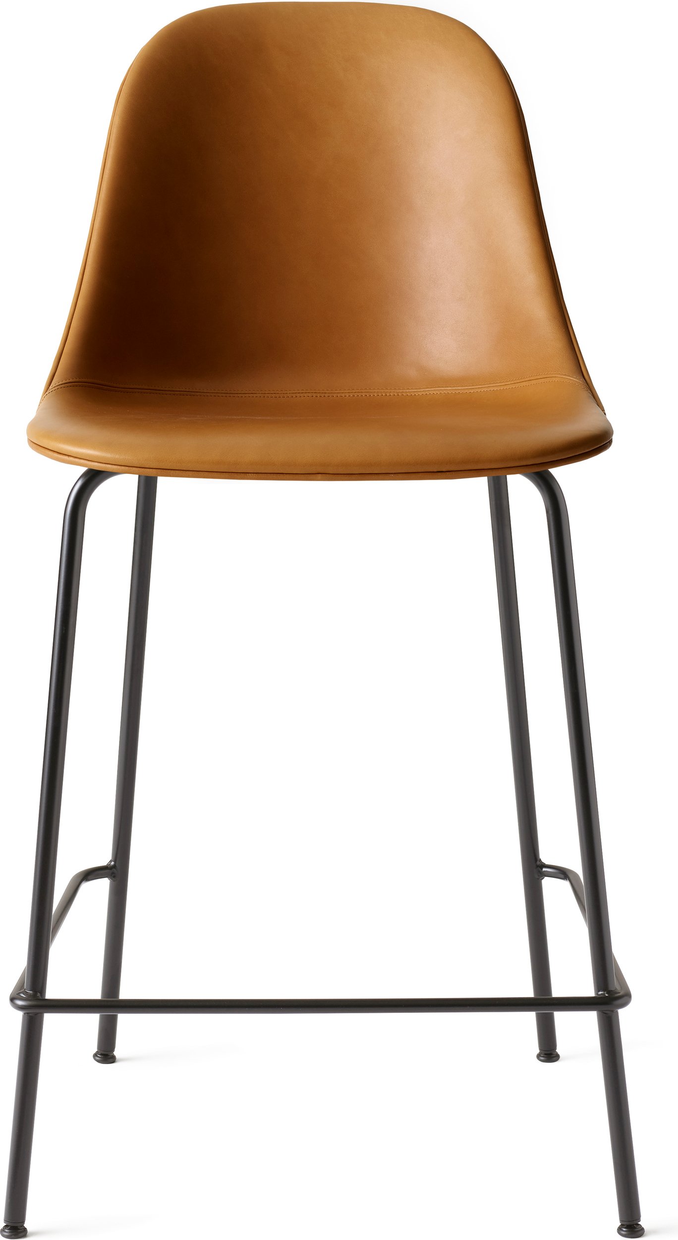 Krzesło barowe Harbour 102 cm koniakowy brąz skórzane na czarnych nogach