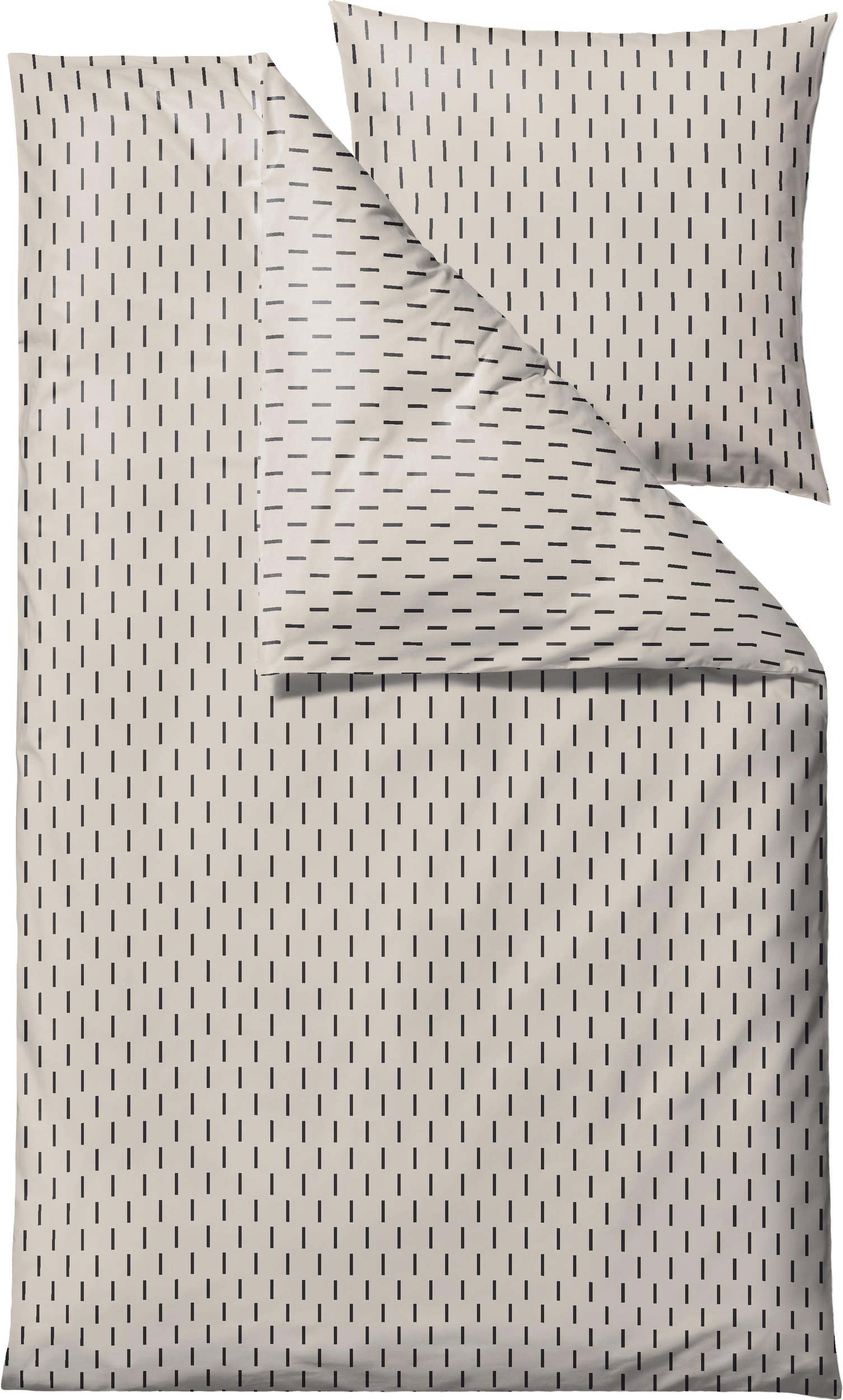 Pościel Graphic 135 x 200 cm kremowa z poszewką na poduszkę 80 x 80 cm