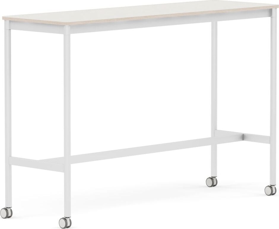 Stół na kółkach Base 50 x 160 x 105 cm biały nanolaminat nogi białe