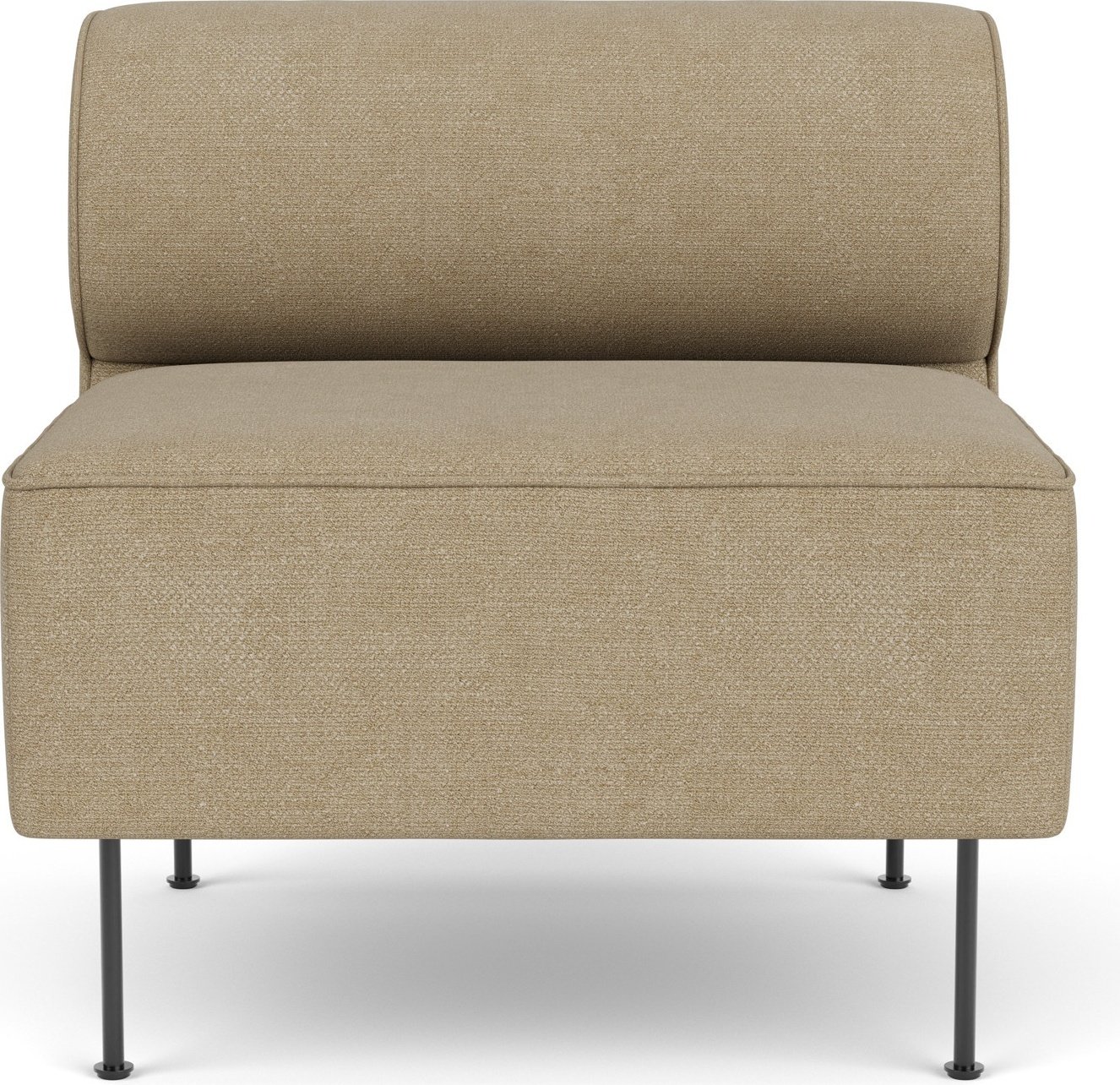 Element środkowy sofy modułowej Eave Bouclé 80 cm beżowy na czarnych stalowych nogach