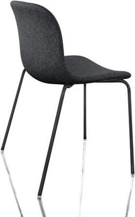 Krzesło Troy tapicerowane lakierowane nogi czarne siedzisko szare