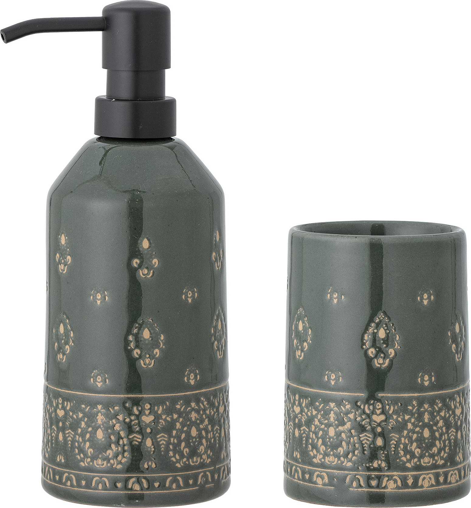 Dozownik do mydła Cheran z kubkiem na szczoteczki do zębów 2 el.