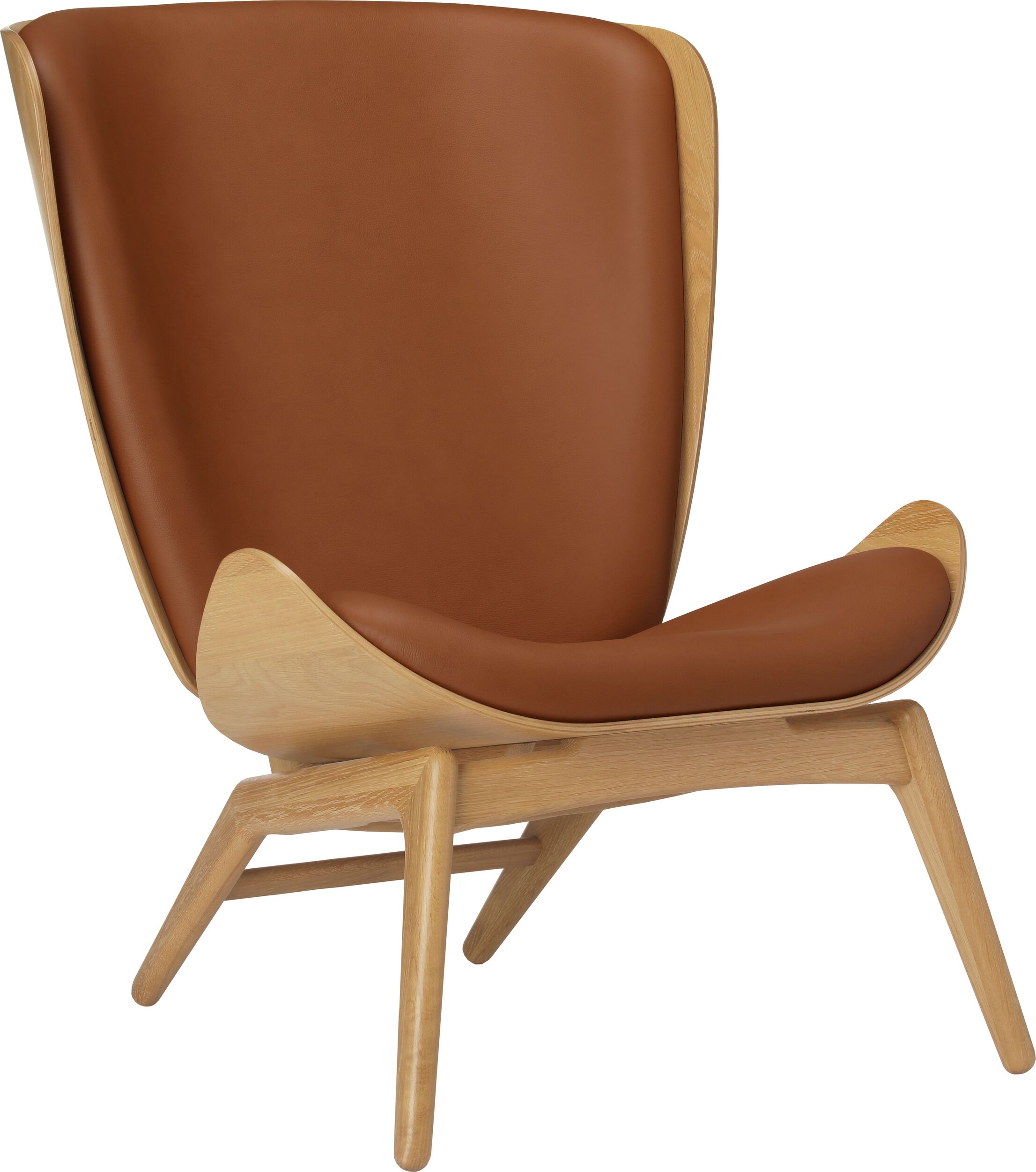 Fotel The Reader Hope koniakowy skórzany na dębowych nogach