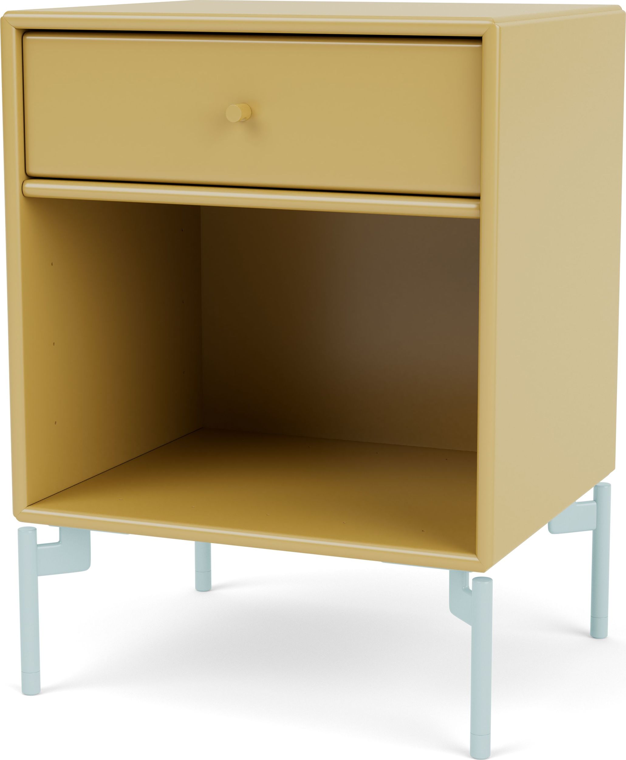 Szafka nocna Dream musztardowa na jasnobłękitnych nogach
