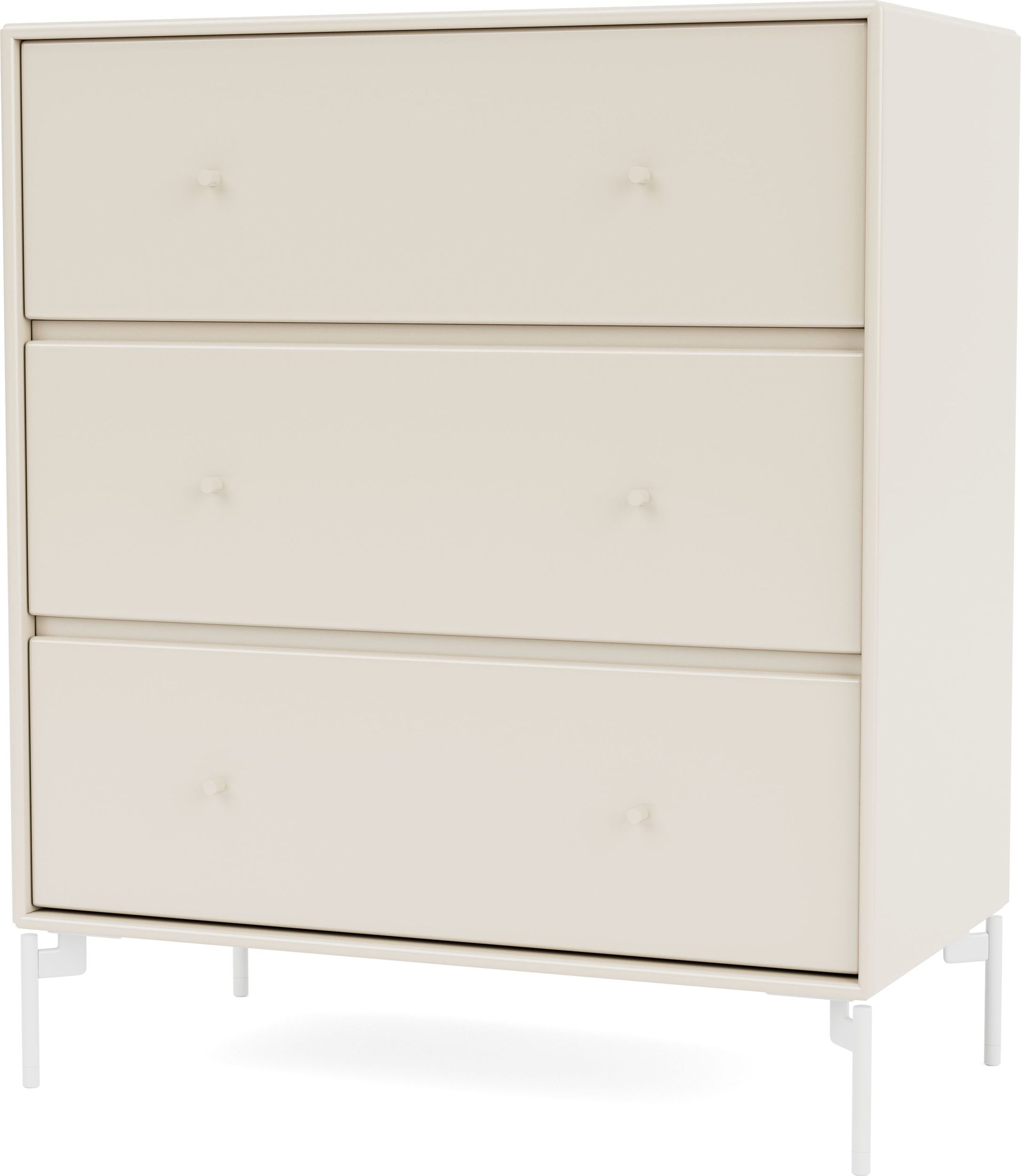 Komoda Carry jasnobeżowa na białych nogach