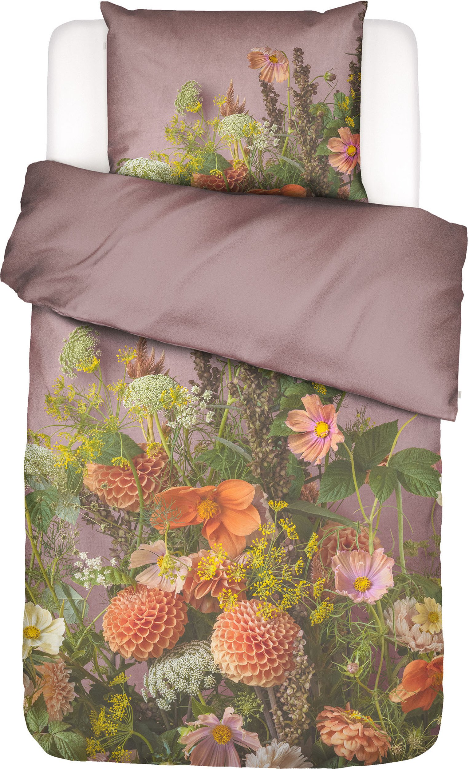 Pościel Phaea 140 x 220 cm brudny róż z poszewką na poduszkę 60 x 70 cm zapięcie flap