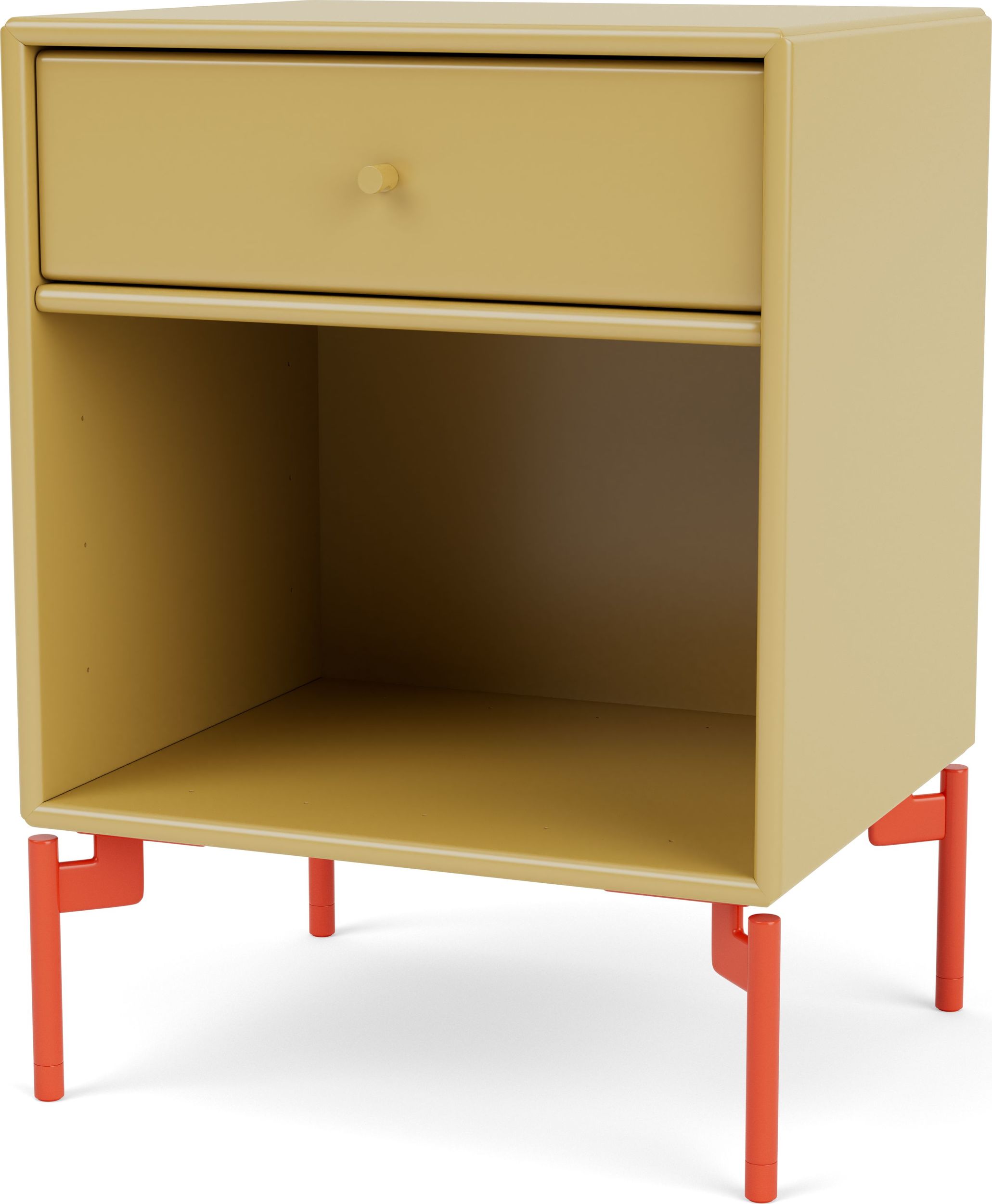 Szafka nocna Dream musztardowa na czerwonych nogach