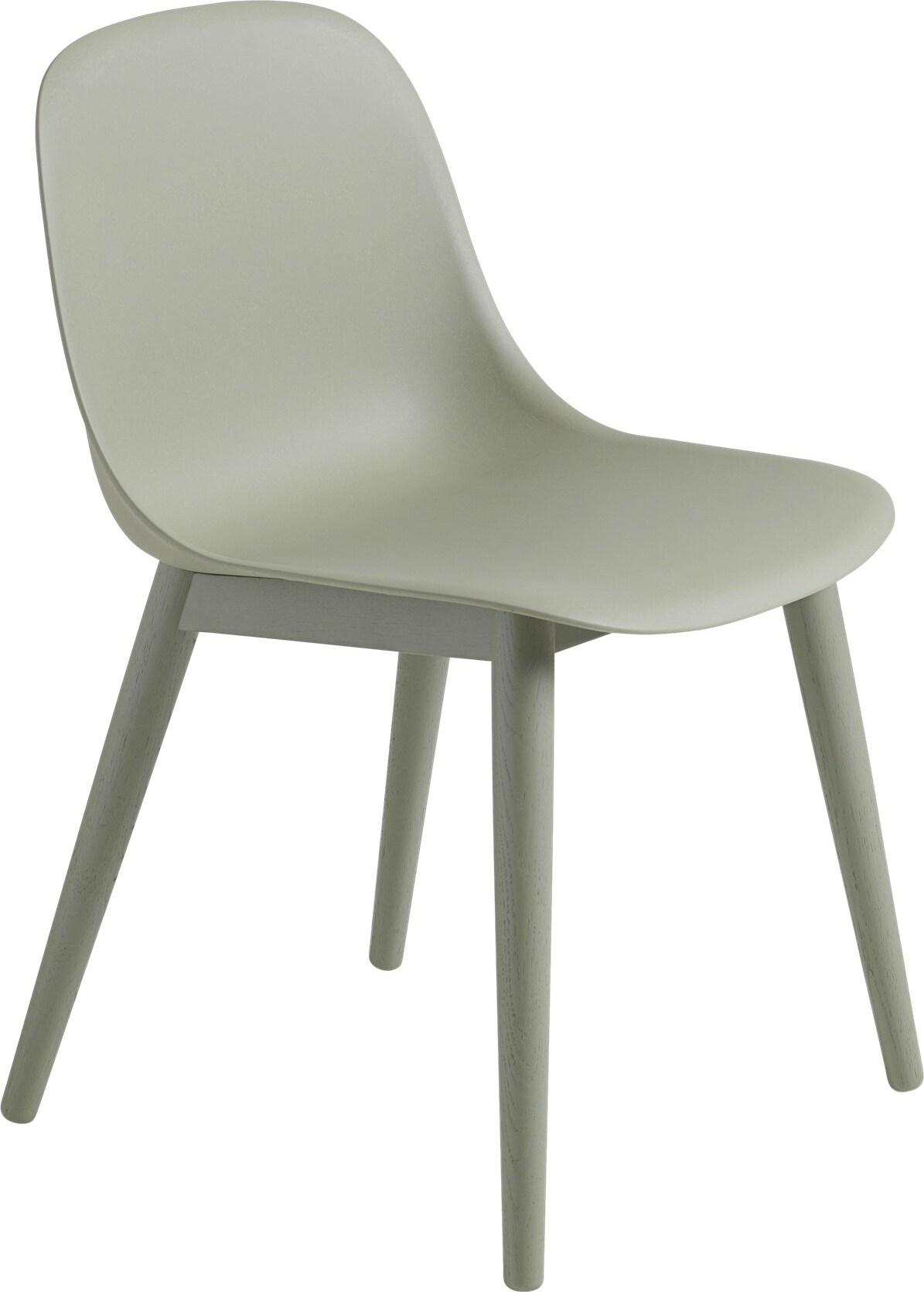 Krzesło Fiber szarozielone na drewnianych nogach