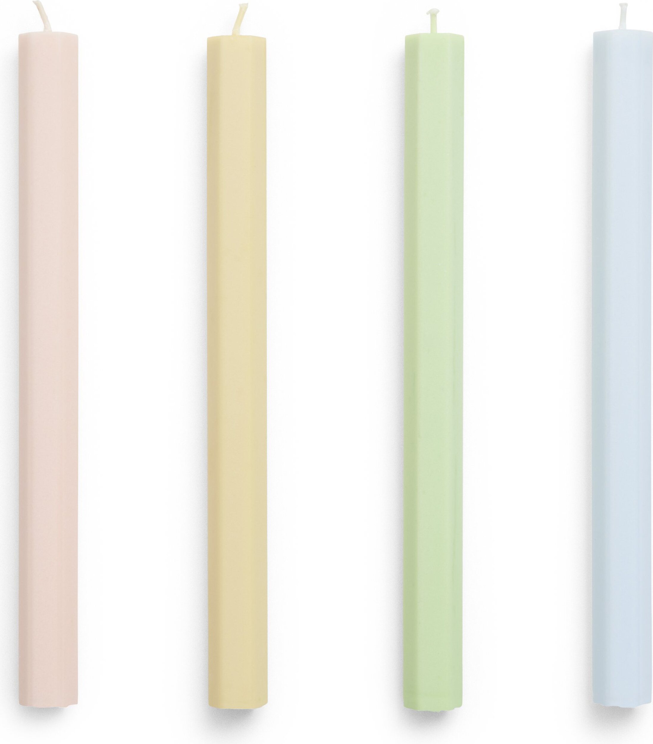 Świece Hexagon pastelowe tęczowe 4 szt.