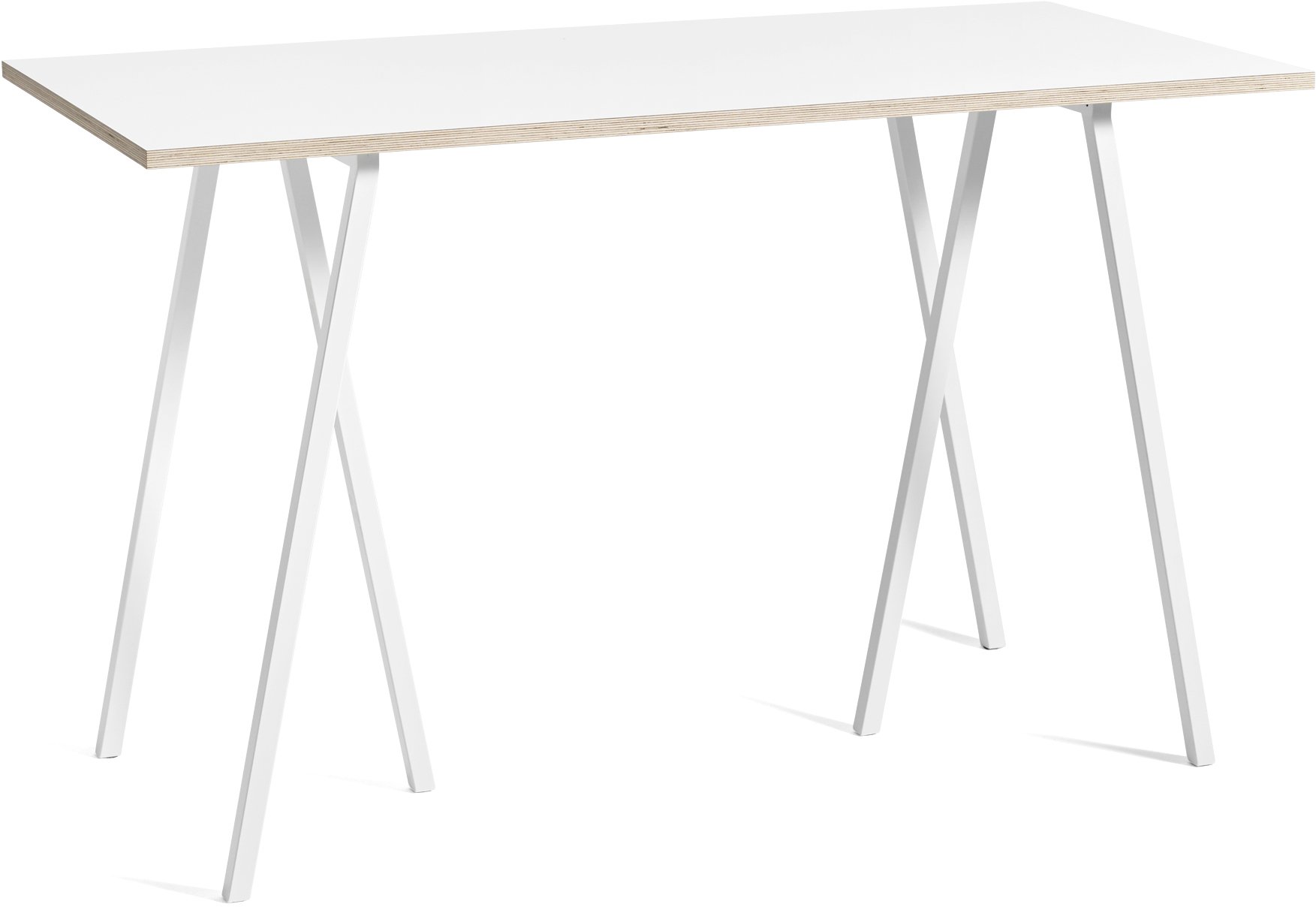 Stół Loop Stand wysoki 160 cm wzmocniony blat biały laminat nogi białe