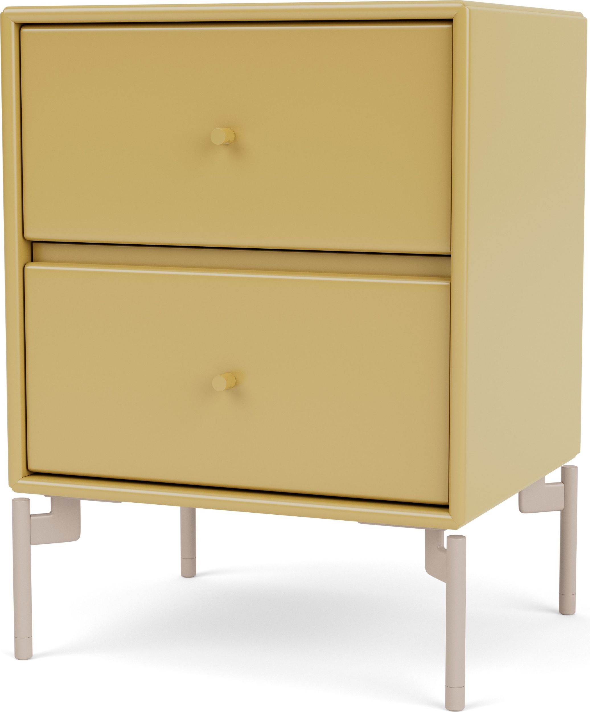 Szafka nocna Drift musztardowa na beżowych nogach