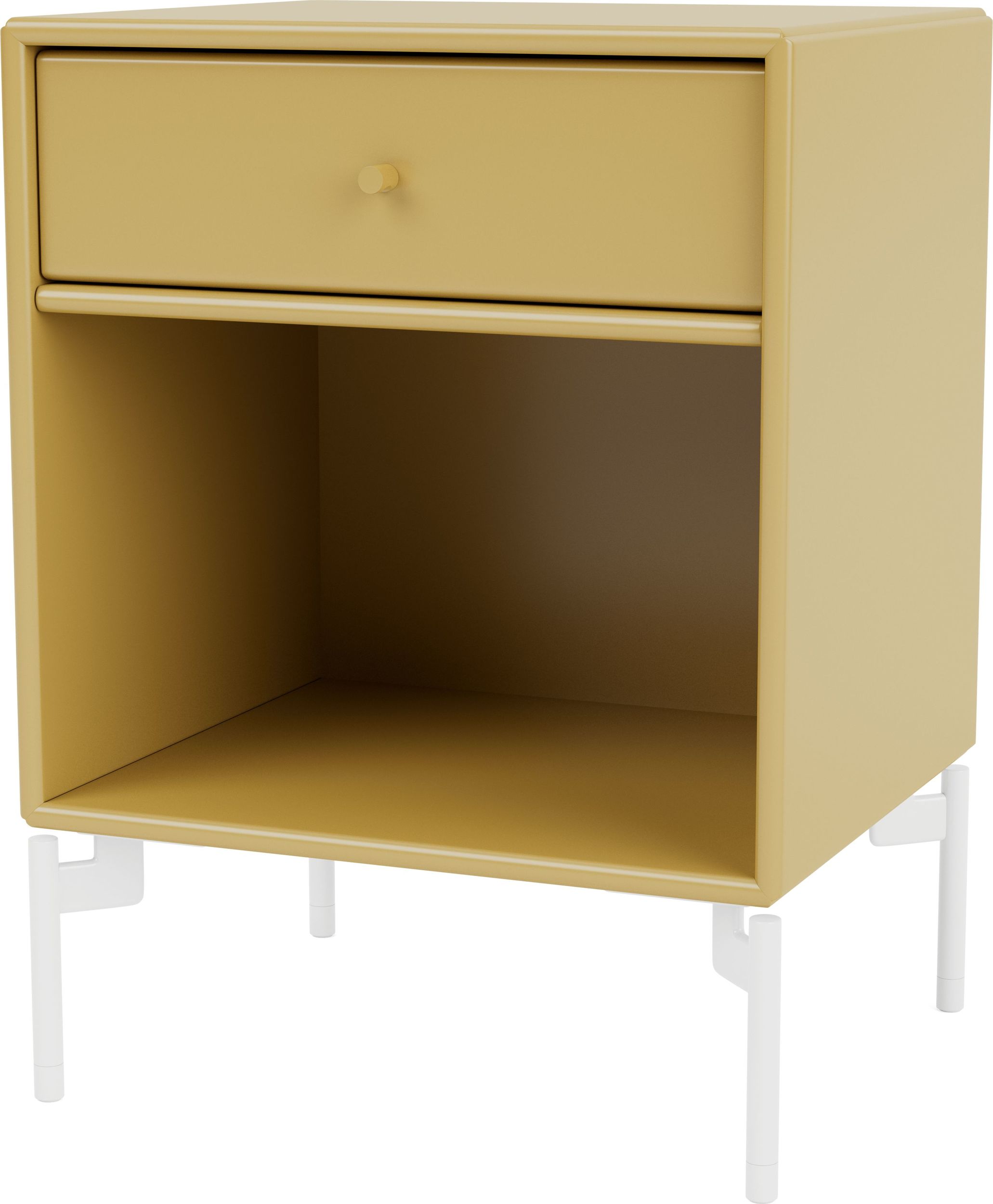 Szafka nocna Dream musztardowa na białych nogach