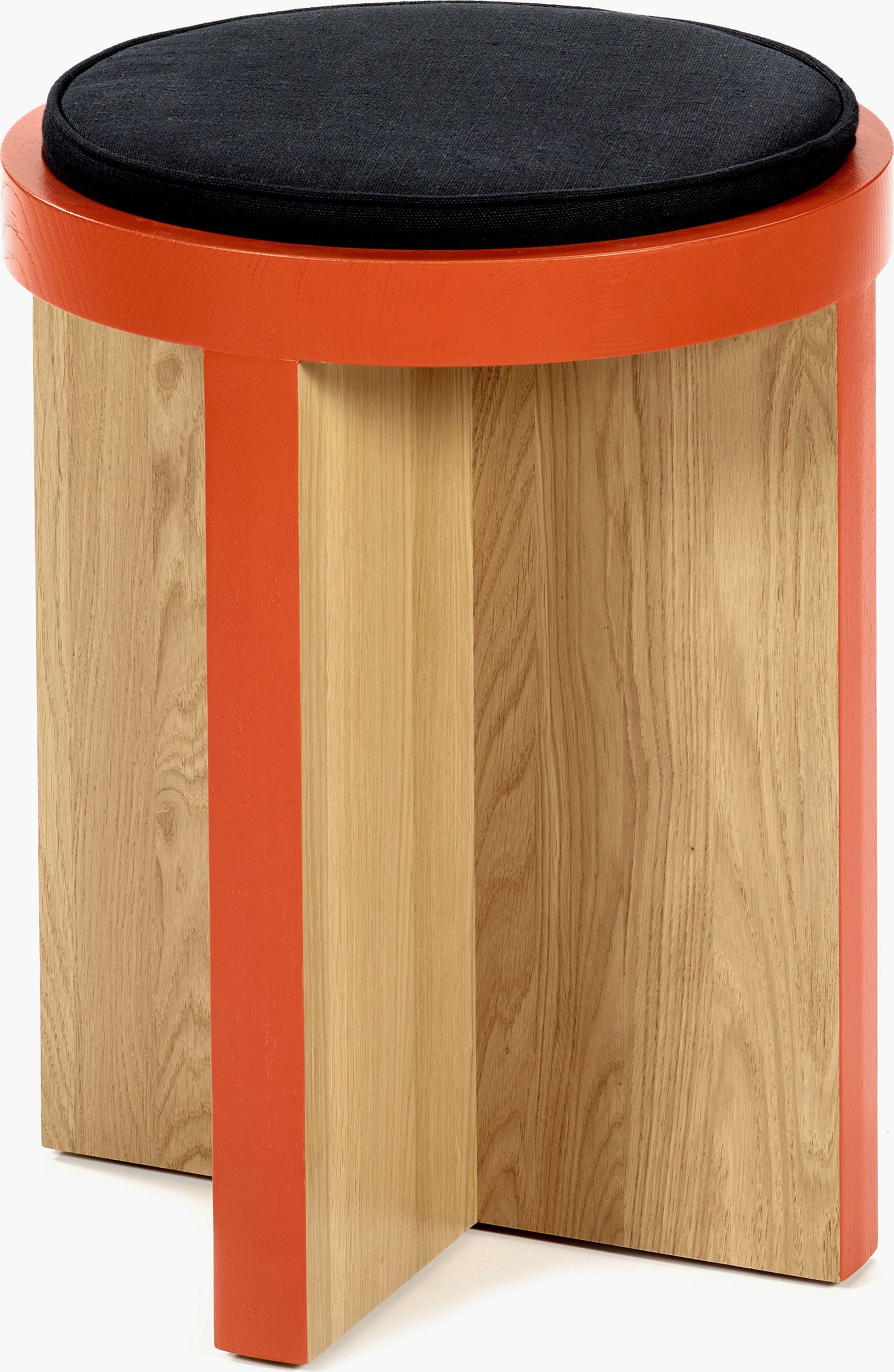 Stołek Tabu czarno-pomarańczowy dąb naturalny