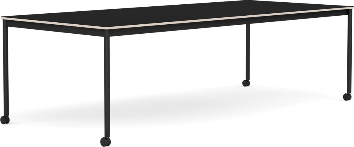 Stół na kółkach Base 110 x 250 cm czarny laminowany nogi czarne