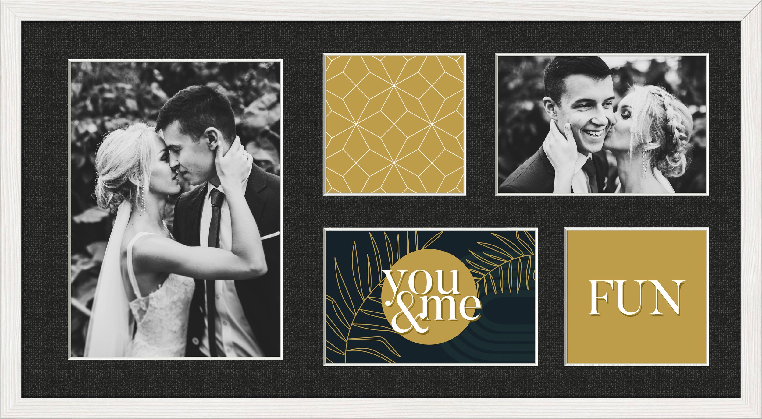 Ramka na 5 zdjęć Kyoto 27 x 51 cm biała z czarnym passepartout