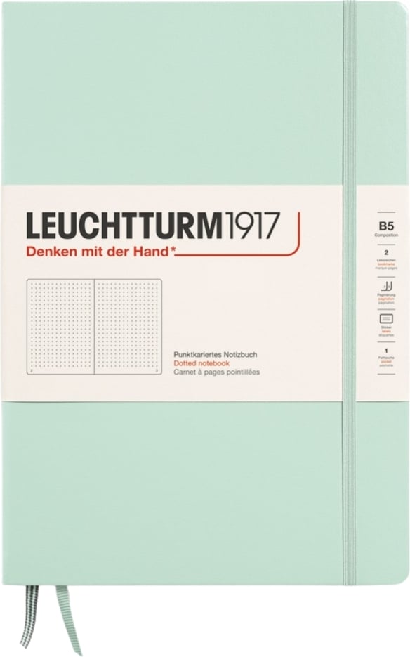 Notes w kropki w twardej oprawie Leuchtturm 1917 B5 219 stron miętowy 80 g/m²