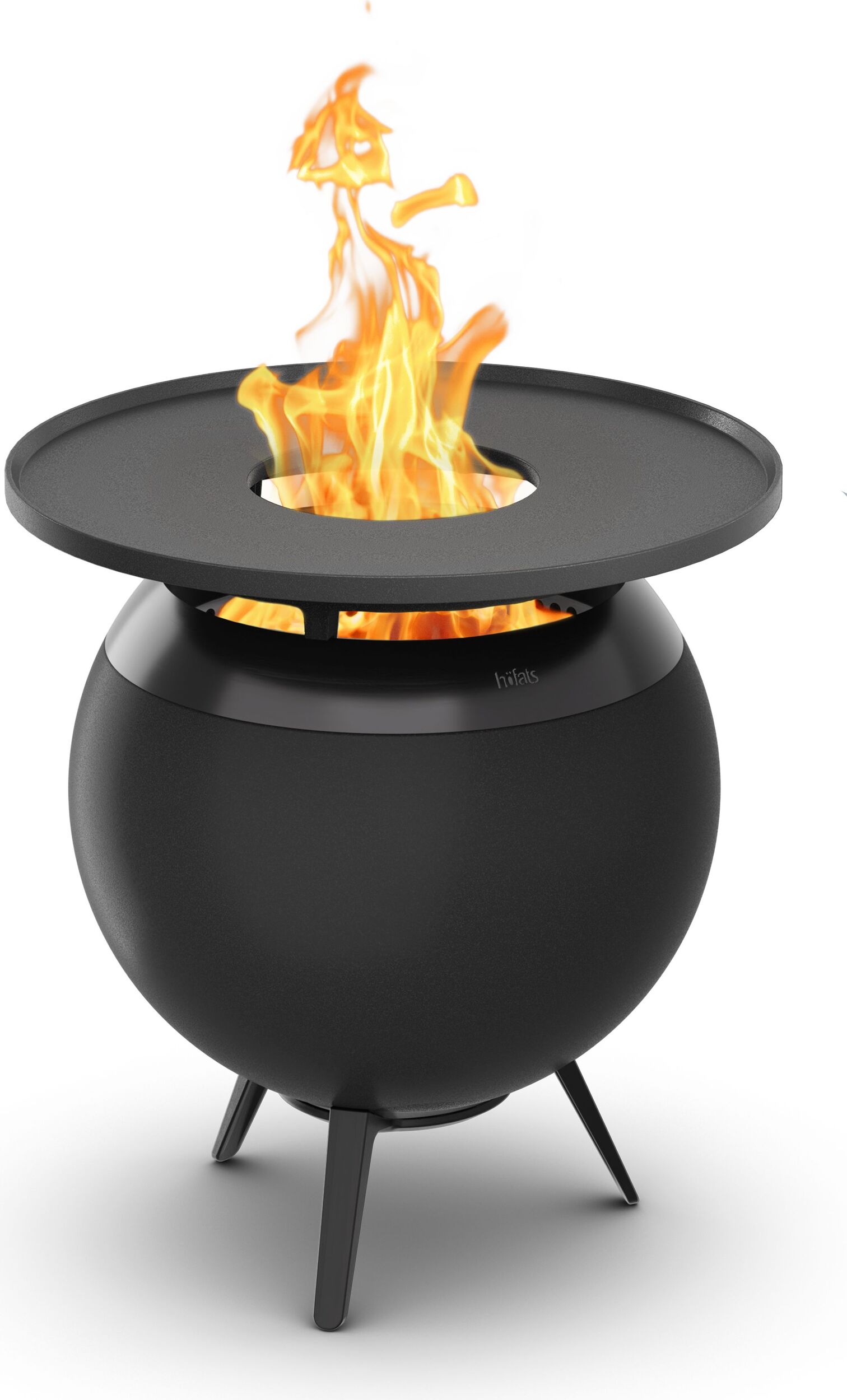 Palenisko z płytą grillową Moon niskie 49 cm czarne z podstawą