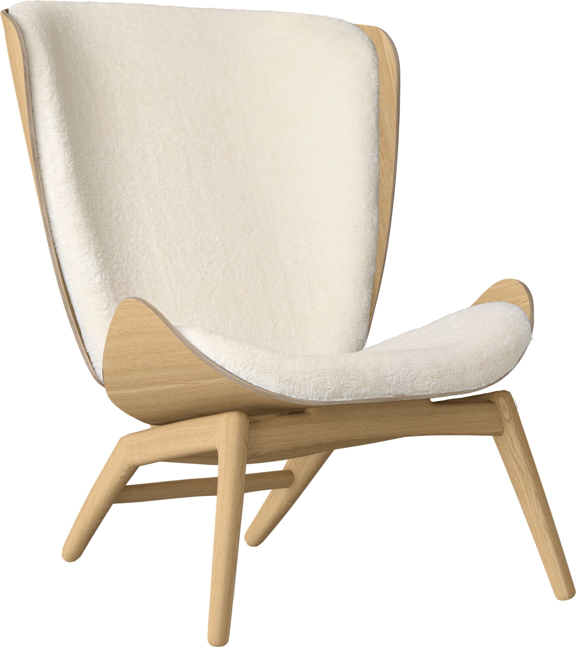 Fotel The Reader Teddy biały na dębowych nogach