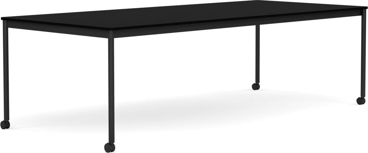 Stół na kółkach Base 110 x 250 cm czarny laminowany ABS nogi czarne