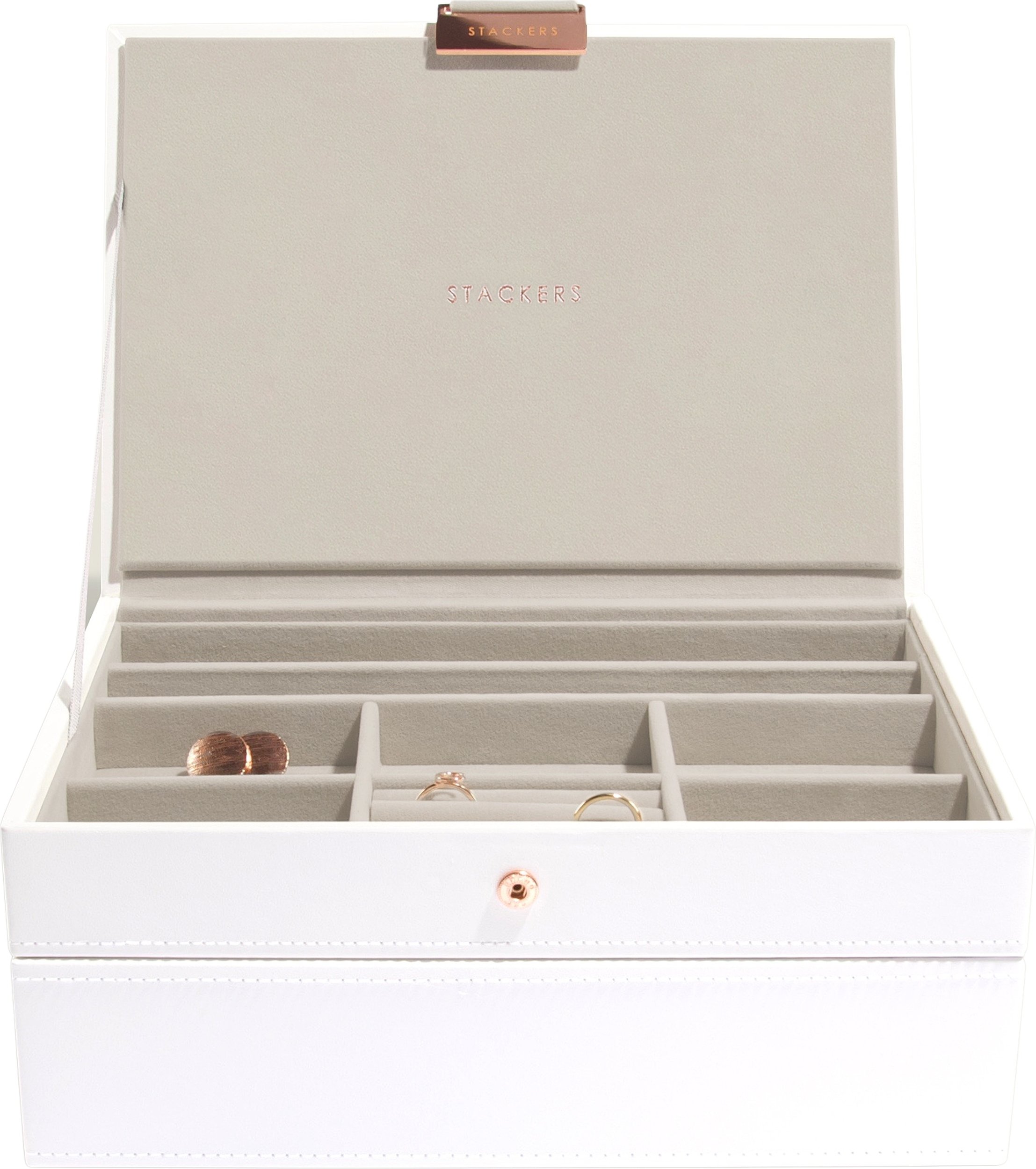 Szkatułka na biżuterię Stackers podwójna classic biało-złota