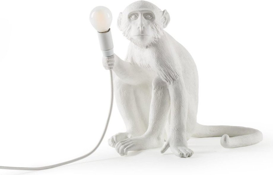 Lampa Monkey biała stołowa siedząca