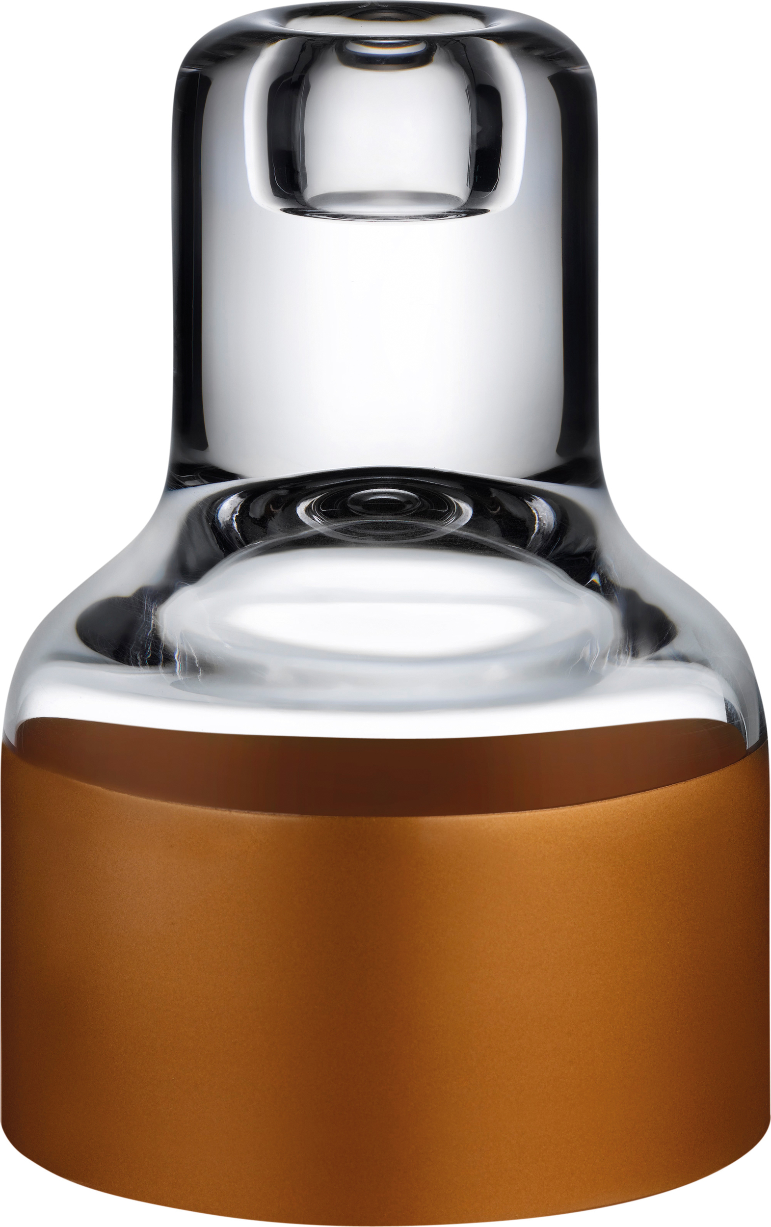 Świecznik na klasyczną świecę Contour transparentny z miedzianą podstawą