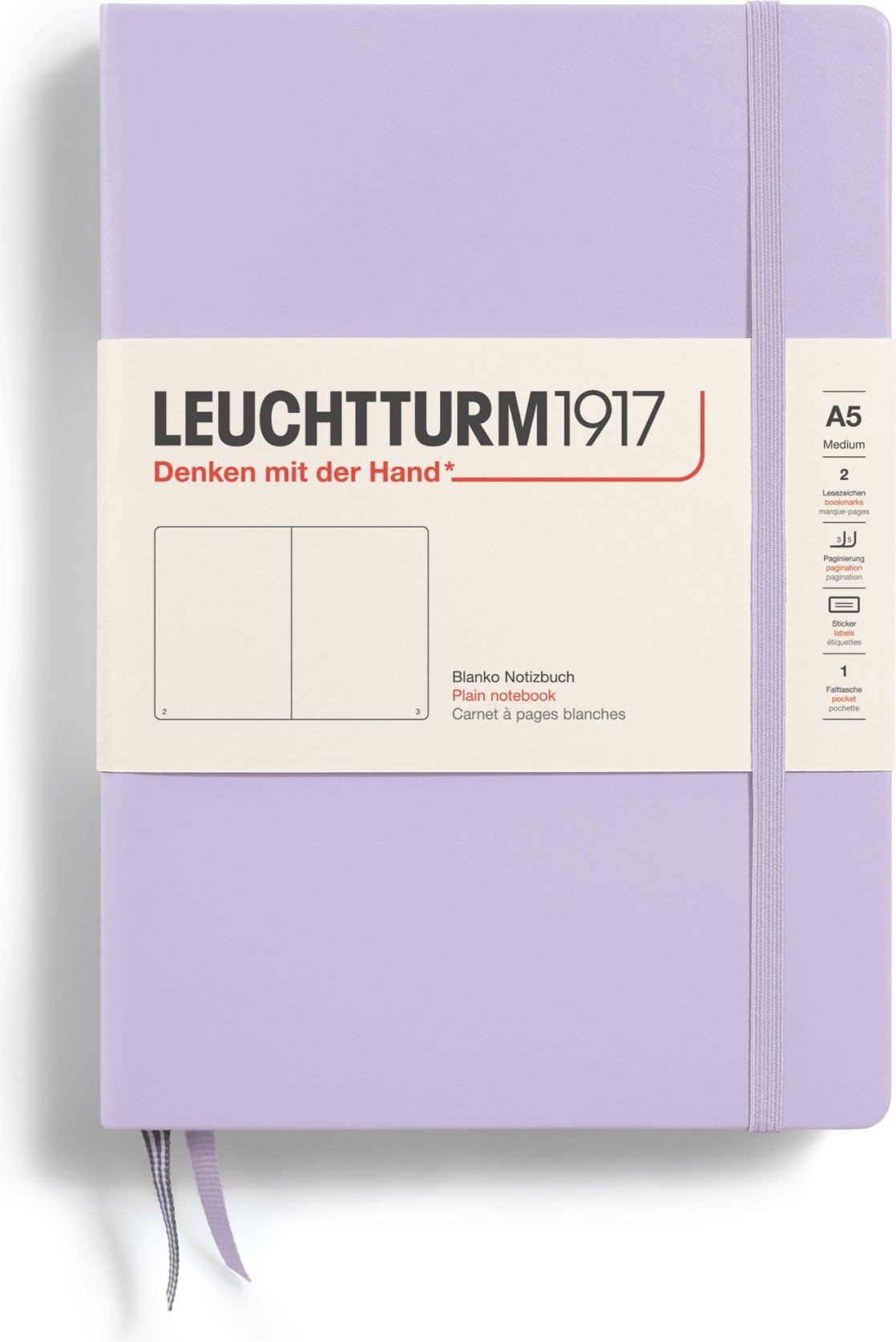 Notes gładki w twardej oprawie Leuchtturm 1917 A5 251 stron liliowy 80 g/m²