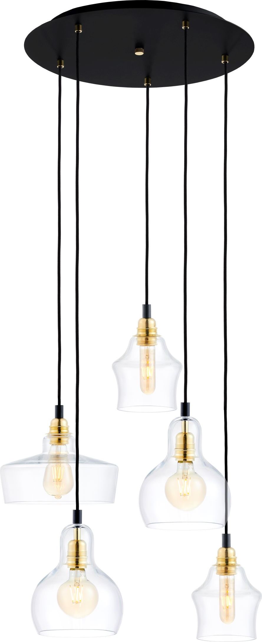 Lampa wisząca Longis 5 czarno-złota