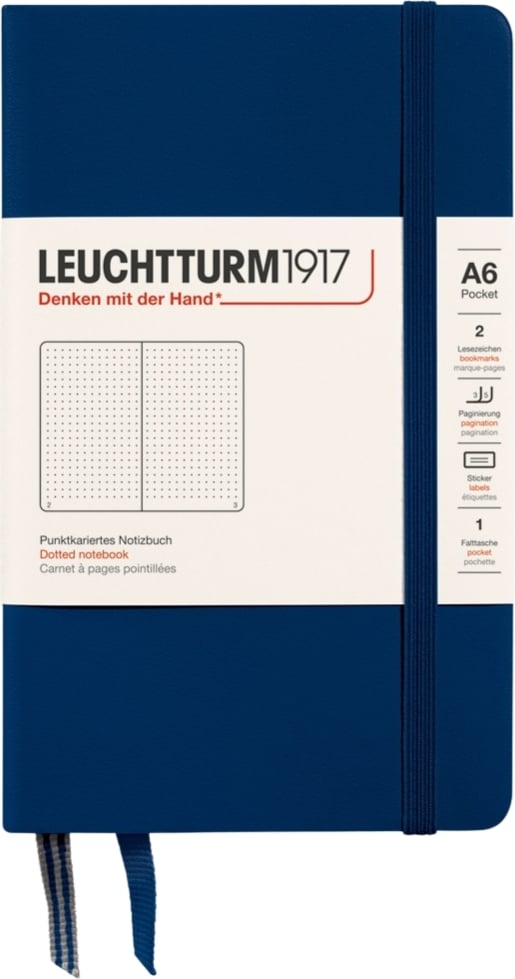 Notes w kropki w twardej oprawie Leuchtturm 1917 A6 187 stron granatowy 80 g/m²