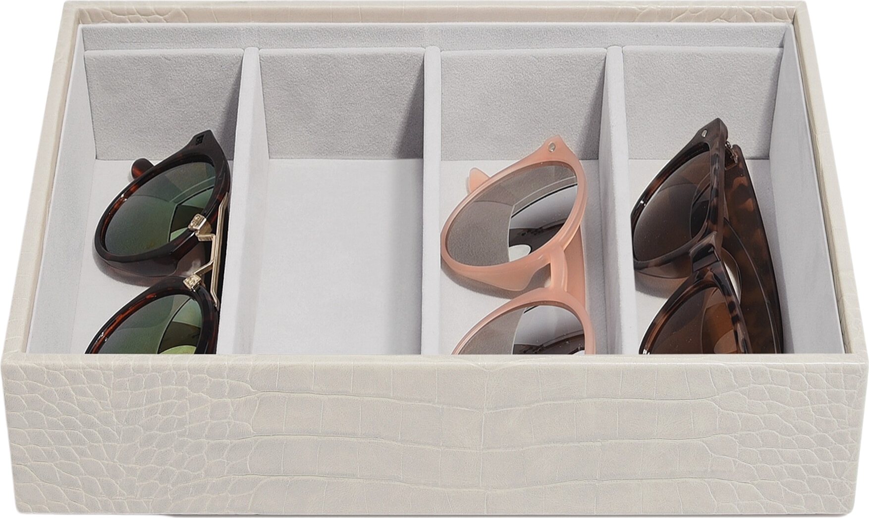 Pudełko na okulary Stackers Croc 4 komorowe putty