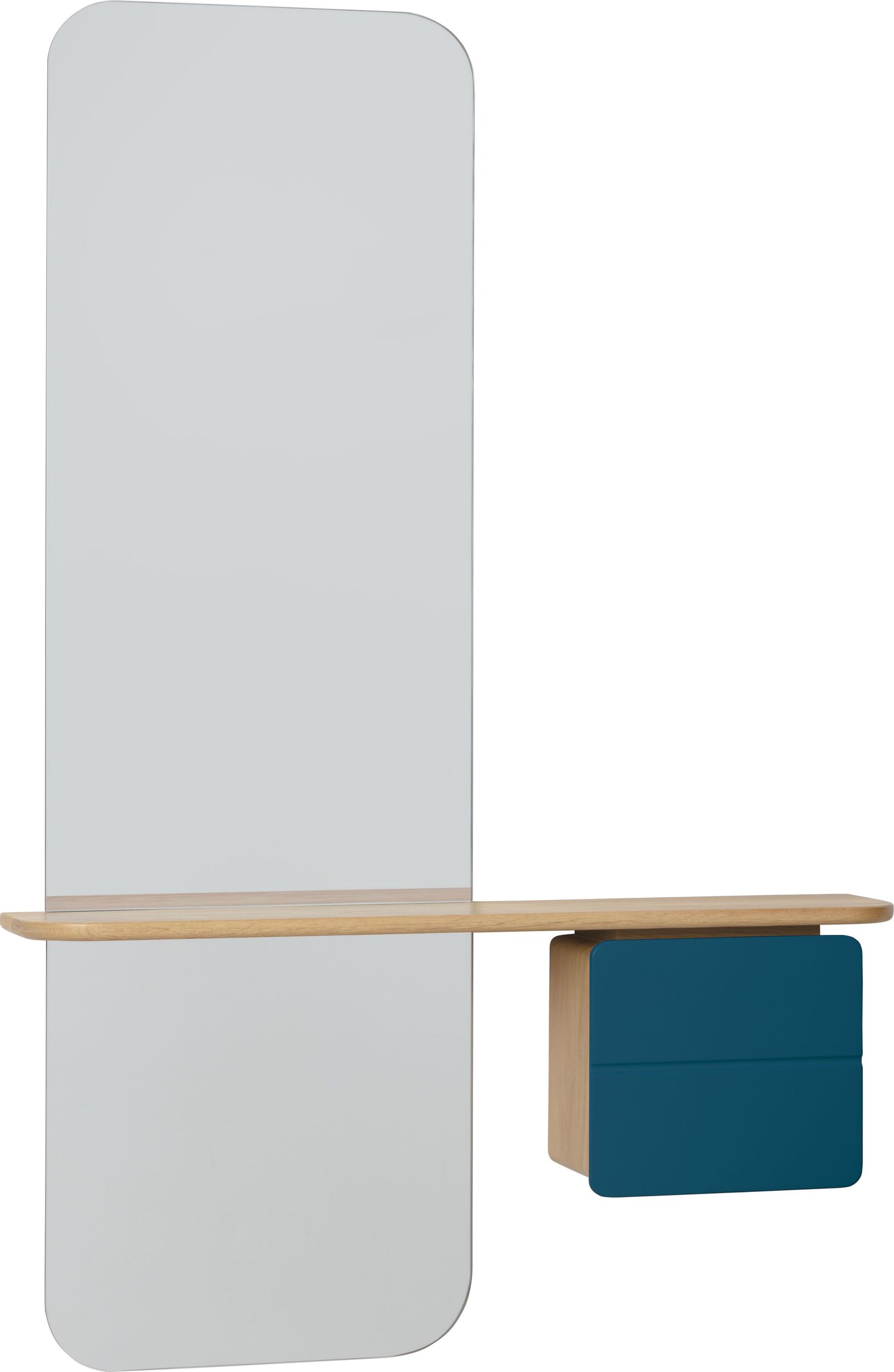 Lustro z półką One More Look naturalny dąb szafka petrol