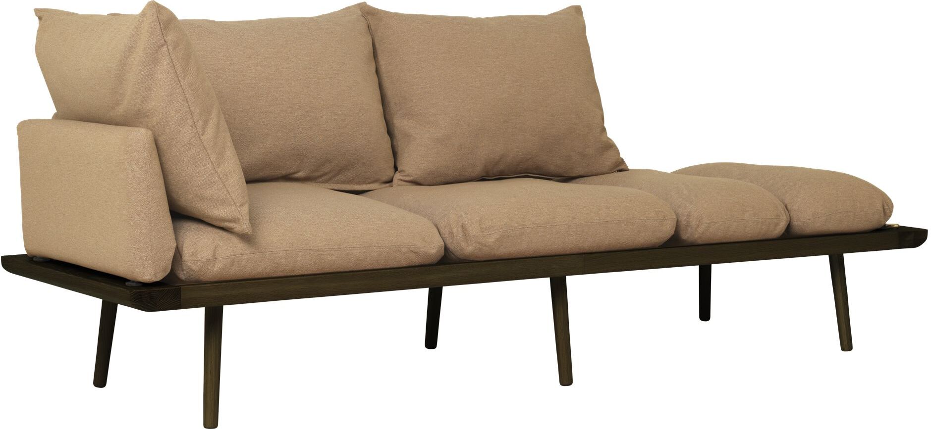 Sofa trzyosobowa Lounge Around brązowa na ciemnych dębowych nogach